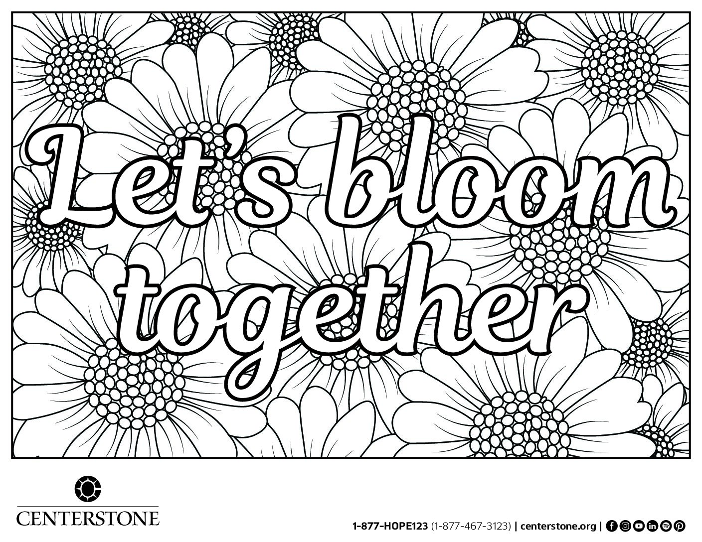 Let's Bloom Together Coloring Sheet