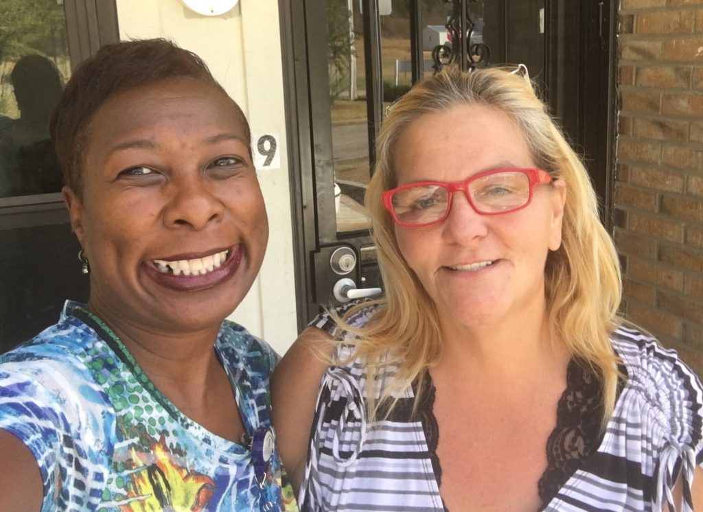 HealthLink client Donna Crafton (right) with staff member Pam Edmundson