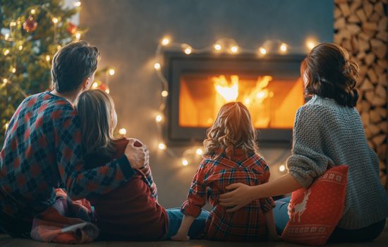 family celebrating Christmas