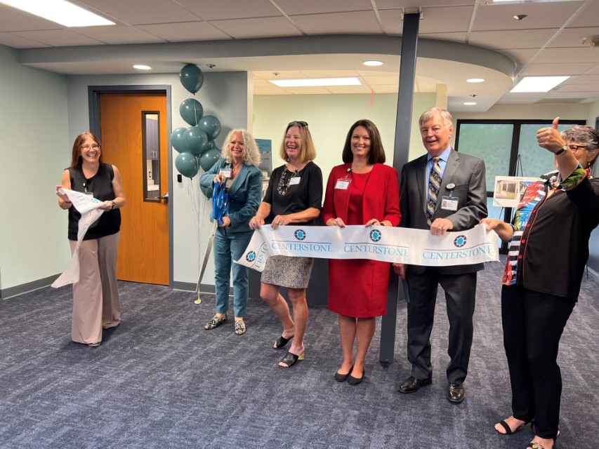 A ribbon cutting ceremony at Centerstone