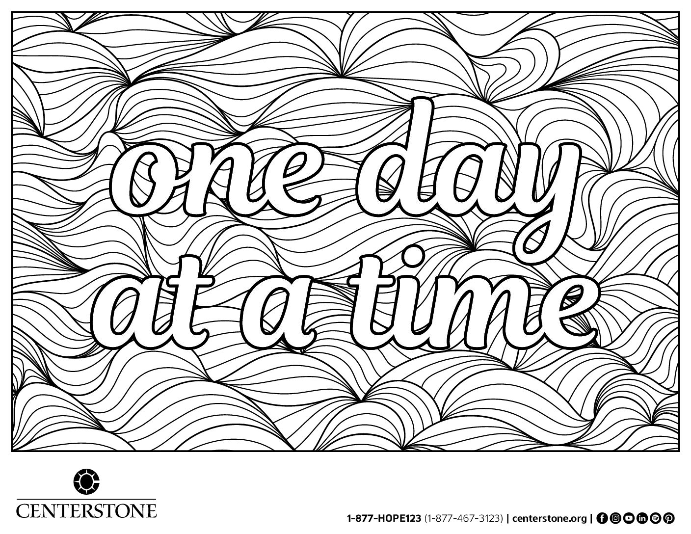 One Day at a Time In Coloring Sheet