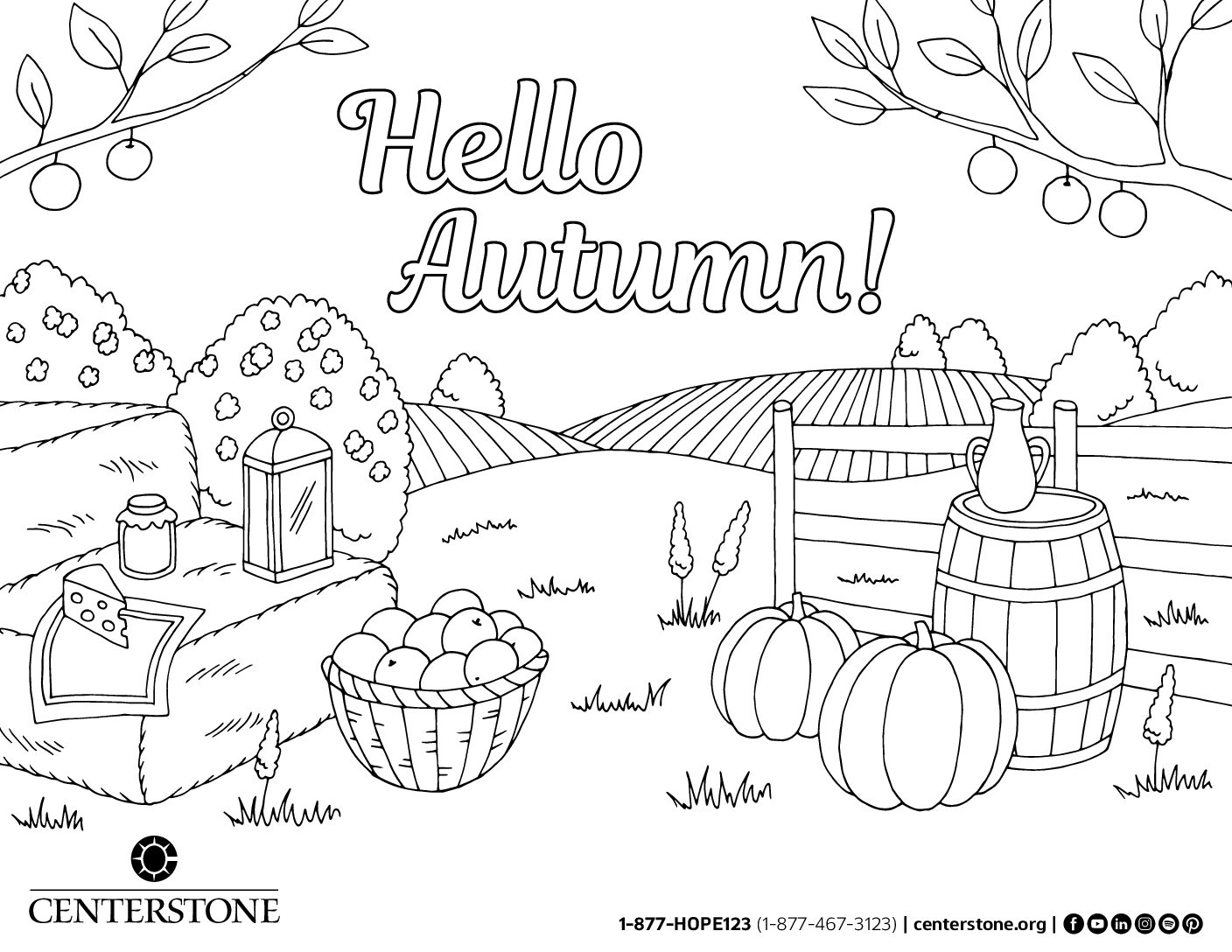 Hello Autumn Coloring Sheet