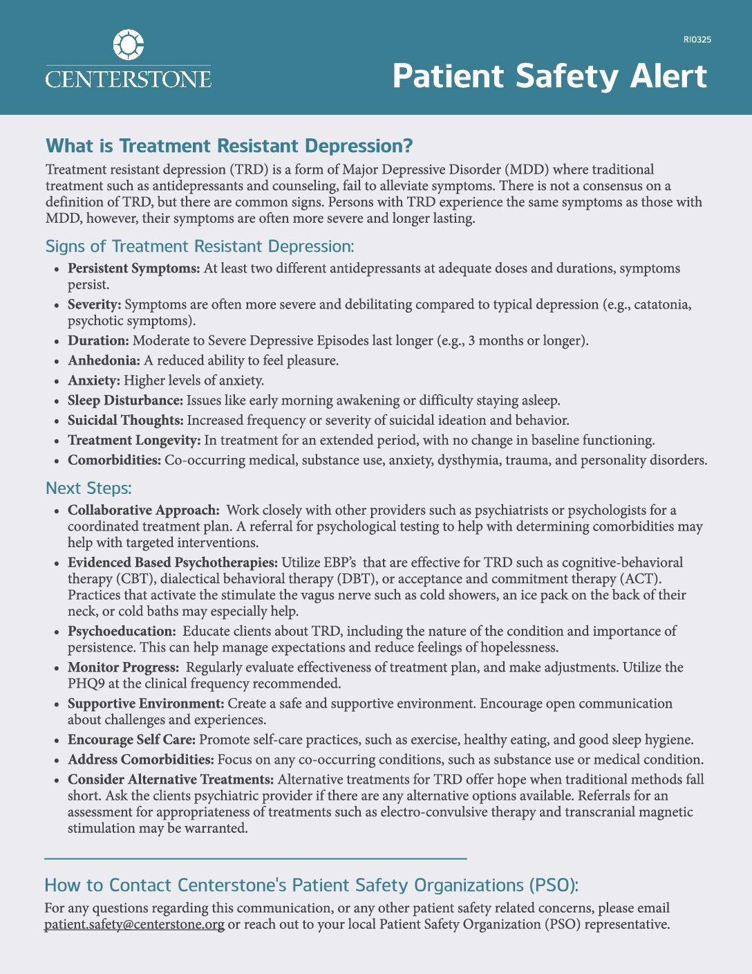 Patient Safety Alert – TRD