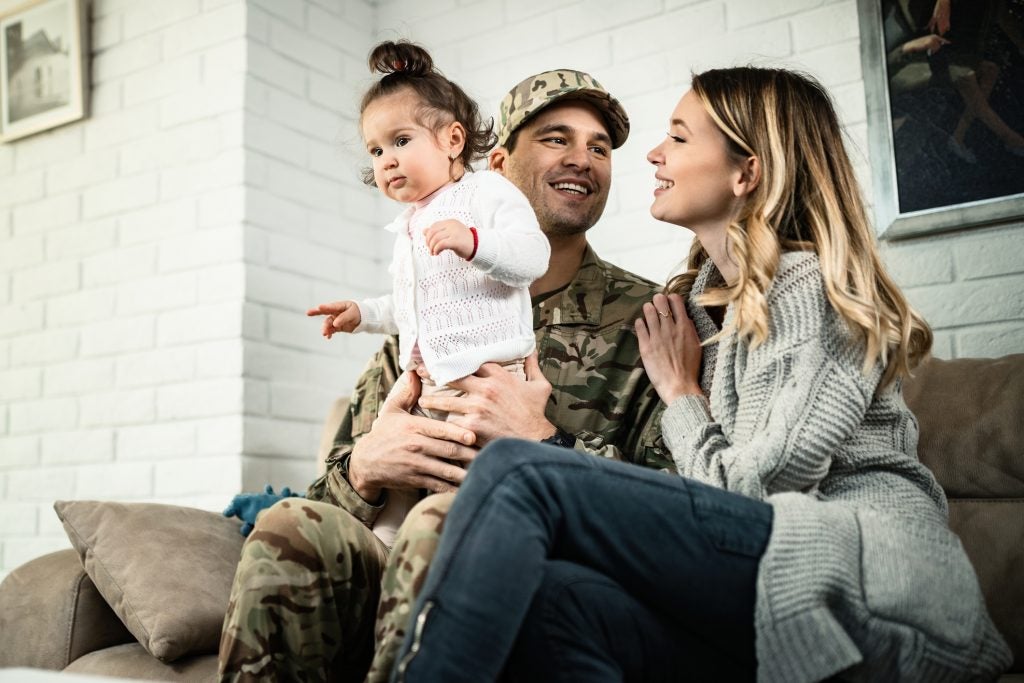 Military family outside together