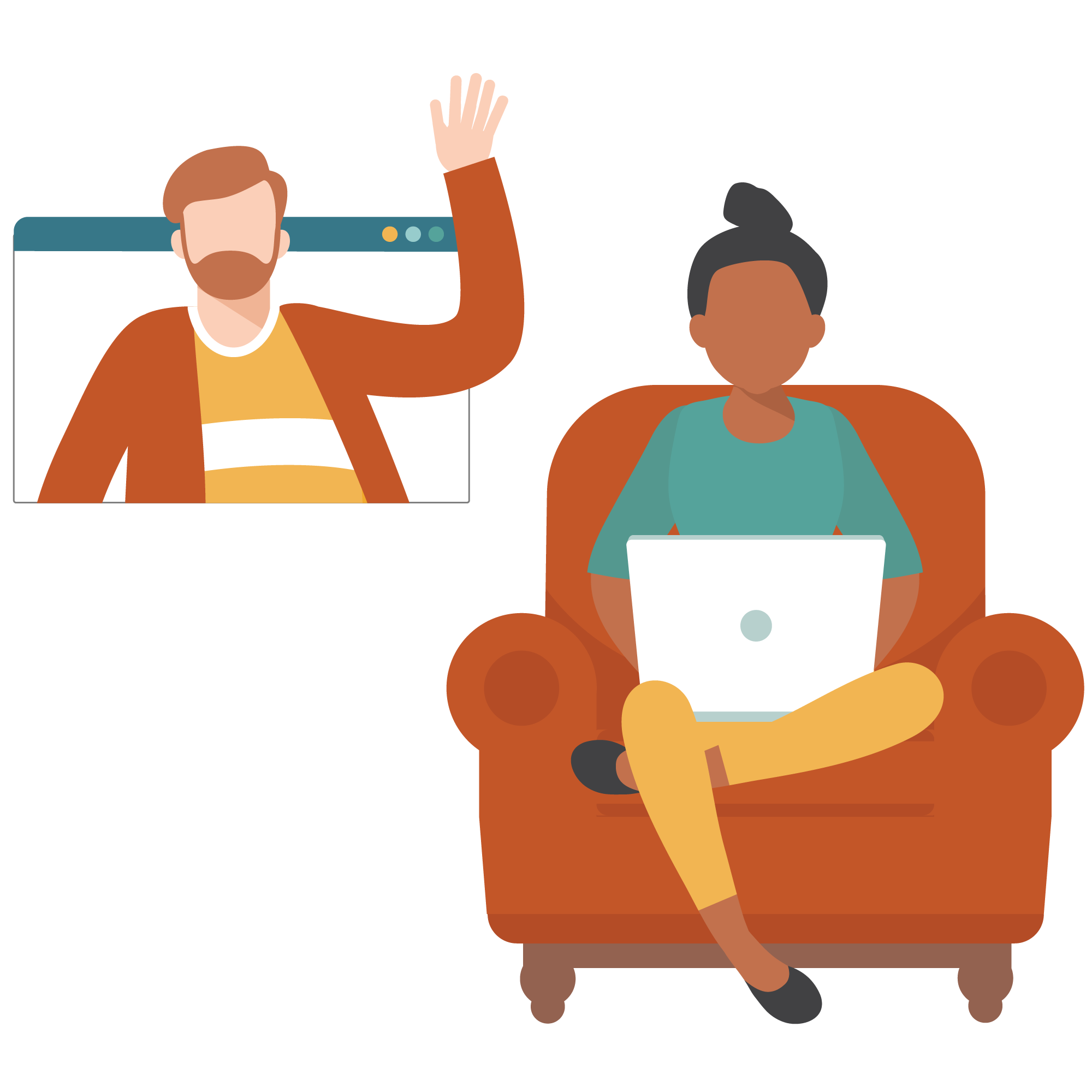illustration of woman receiving telehealth services